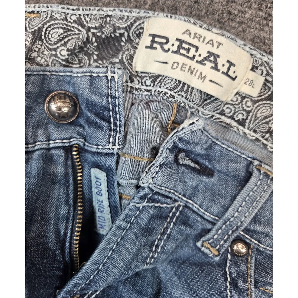 Ariat Mid Rise Boot Jeans Mens 28L Blue Whipstitch